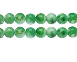 (image for) 12mm Green Swirl Marble-Style Glass Bead, approx. 22 beads