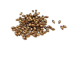 (image for) Approx. 1oz. x 6x4mm Gold Electroplated Faceted Glass Rice Beads