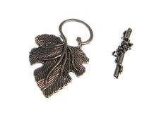 (image for) 36 x 22mm Leaf Silver Metal Toggle Clasp
