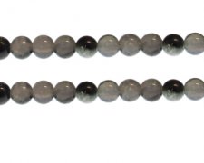 (image for) 10mm Black/Gray Duo-Style Glass Bead, approx. 18 beads