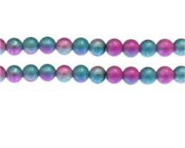 (image for) 8mm Violet/Turquoise Drizzled Glass Bead, approx. 36 beads