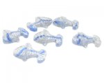 24 x 18mm Blue Stripe Fish Pressed Glass Bead, 6 beads 24 x 18mm Blue Stripe Fish Pressed Glass Bead, 6 beads