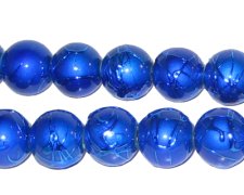 (image for) 12mm Drizzled Blue Glass Bead, 6" string