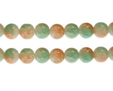 (image for) 12mm Green/Orange Duo-Style Glass Bead, approx. 14 beads