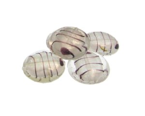 (image for) 26mm Crystal Foil Striped Lampwork Glass Bead, 5 beads