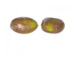 28 x 26mm Yellow Foil Oval Lampwork Glass Bead, 2 beads 28 x 26mm Yellow Foil Oval Lampwork Glass Bead, 2 beads