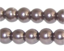 (image for) 12mm Round Cocoa Glass Pearl Bead, approx. 18 beads