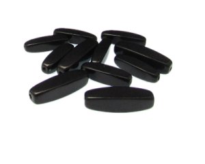 (image for) 20 - 24mm Black Squared Tube Glass Bead, 10 beads