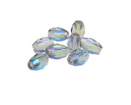 (image for) 14 x 10mm Sky Blue Faceted Glass Bicone Bead, 8 beads