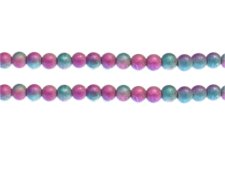 (image for) 6mm Violet/Turquoise Drizzled Glass Bead, approx. 43 beads