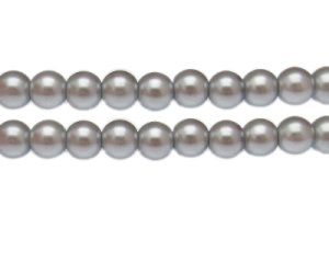 (image for) 10mm Bright Silver Glass Pearl Bead, approx. 22 beads