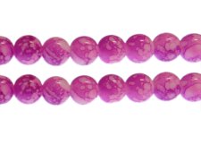(image for) 12mm Magenta Marble-Style Glass Bead, approx. 17 beads