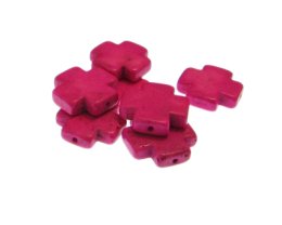 (image for) 20mm Fuchsia Cross Dyed Turquoise Bead, 7 beads