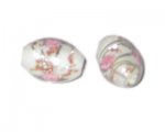 24 x 18mm White Foil Floral Oval Glass Lampwork Bead, 2 beads 24 x 18mm White Foil Floral Oval Glass Lampwork Bead, 2 beads