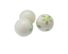 (image for) 24mm White Floral Lampwork Glass Bead, 1 bead, NO Hole