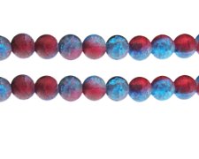 (image for) 10mm Pale Red/Blue Crackle Frosted Duo Bead, approx. 17 beads