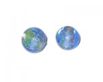 14mm Blue Floral Handmade Lampwork Glass Bead, 3 beads 14mm Blue Floral Handmade Lampwork Glass Bead, 3 beads