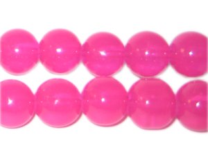(image for) 12mm Hot Pink Jade-Style Glass Bead, approx. 18 beads