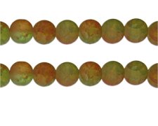 (image for) 12mm Orange/Apple Green Crackle Frosted Duo Bead, approx. 14 bea