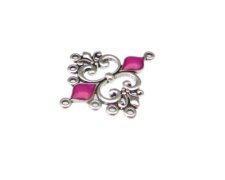 (image for) 36 x 28mm Silver with Fuchsia Enamel Metal Link