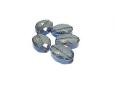 (image for) 16 x 12mm Blue Faceted Oval Glass Bead, 5 beads