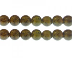 12mm Smoky Quartz Duo-Style Glass Bead, approx. 14 beads