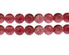 (image for) 12mm Red/Gray Marble-Style Glass Bead, approx. 17 beads
