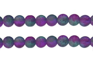 (image for) 10mm Turq/Purple Crackle Frosted Duo Bead, approx. 17 beads