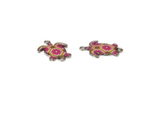 (image for) 24 x 18mm Fuchsia Turtle Silver Metal Link, 2 links