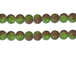 (image for) 10mm Brown/Apple Green Crackle Frosted Duo Bead, approx. 17 bea