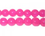 10mm Hot Pink Jade-Style Glass Bead, approx. 21 beads