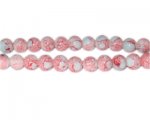 8mm Red/Gray Marble-Style Glass Bead, approx. 52 beads