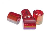 (image for) 16 x 14mm Red Luster Column Glass Bead, 4 beads