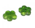 24mm Apple Green Inside-Foil Flower Lampwork Bead, 2 beads 24mm Apple Green Inside-Foil Flower Lampwork Bead, 2 beads