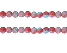 (image for) 8mm Pale Red/Blue Crackle Frosted Duo Bead, approx. 36 beads