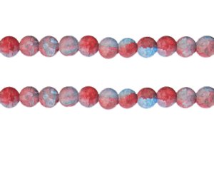 (image for) 8mm Pale Red/Blue Crackle Frosted Duo Bead, approx. 36 beads