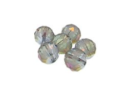 (image for) 14mm Silver w/Diamonds Faceted Glass Bead, 6 beads