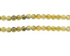 (image for) 6mm Yellow Swirl Marble-Style Glass Bead, approx. 42 beads