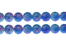 (image for) 12mm Blue/Pink Marble-Style Glass Bead, approx. 17 beads