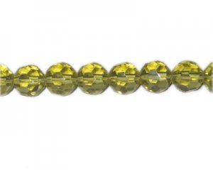 12mm Pale Gold Faceted Round Glass Bead, 13" string