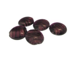 (image for) 20mm Plum Striped Lampwork Glass Bead, 5 beads