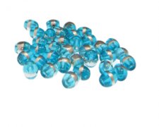 (image for) Approx. 1oz. x 8x6mm Turquoise Oval Glass Bead w/Silver Line