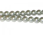 10mm Silver Green Glass Pearl Bead, approx. 22 beads
