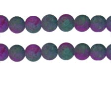 (image for) 12mm Turq/Purple Crackle Frosted Duo Bead, approx. 14 beads