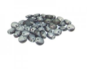 (image for) Approx. 1oz. x 8mm Gunmetal Disc Glass Beads, side-drilled