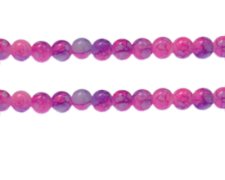 (image for) 8mm Fuchsia/Lilac Marble-Style Glass Bead, approx. 54 beads