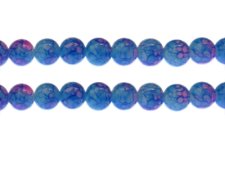 (image for) 10mm Blue/Pink Marble-Style Glass Bead, approx. 21 beads