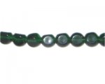 10mm Dark Green Pressed Glass Pebble Bead, 12" string 10mm Dark Green Pressed Glass Pebble Bead, 12" string