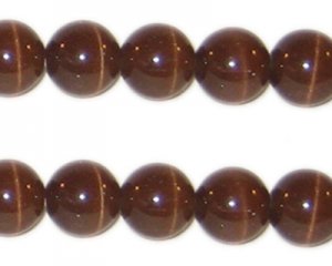 10mm Brown Round Cat's Eye Bead, approx. 10 beads