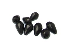 (image for) 16 x 10mm Black Faceted Glass Drop Bead, 8 beads